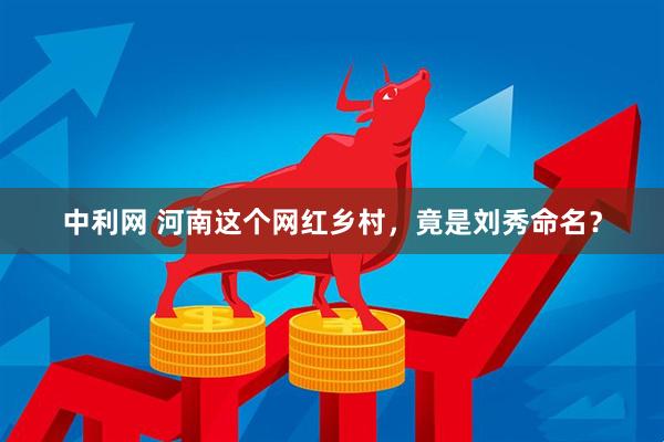中利网 河南这个网红乡村，竟是刘秀命名？